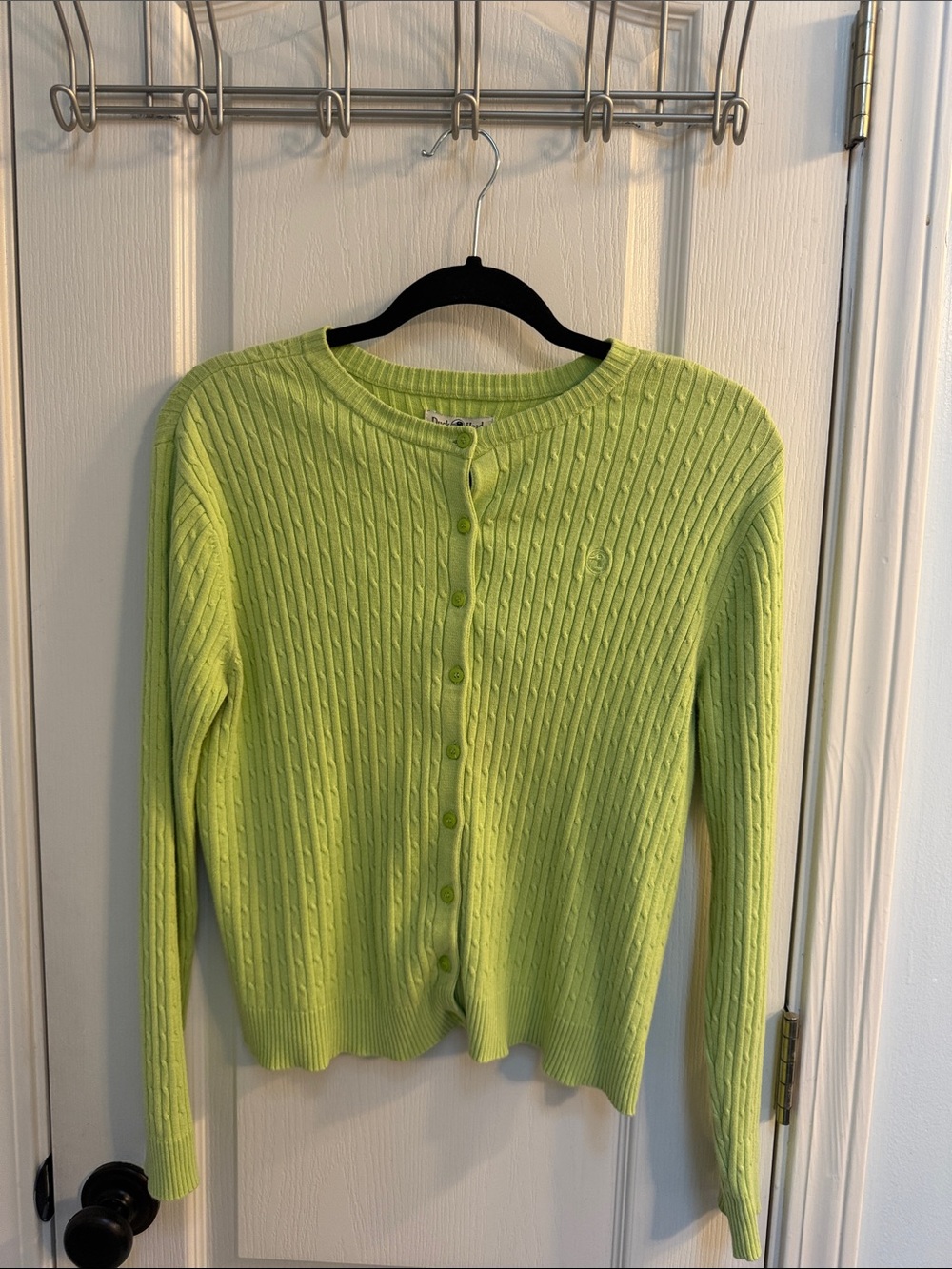 Duck Head Lime Green Cable Knit Button-Front Cardigan